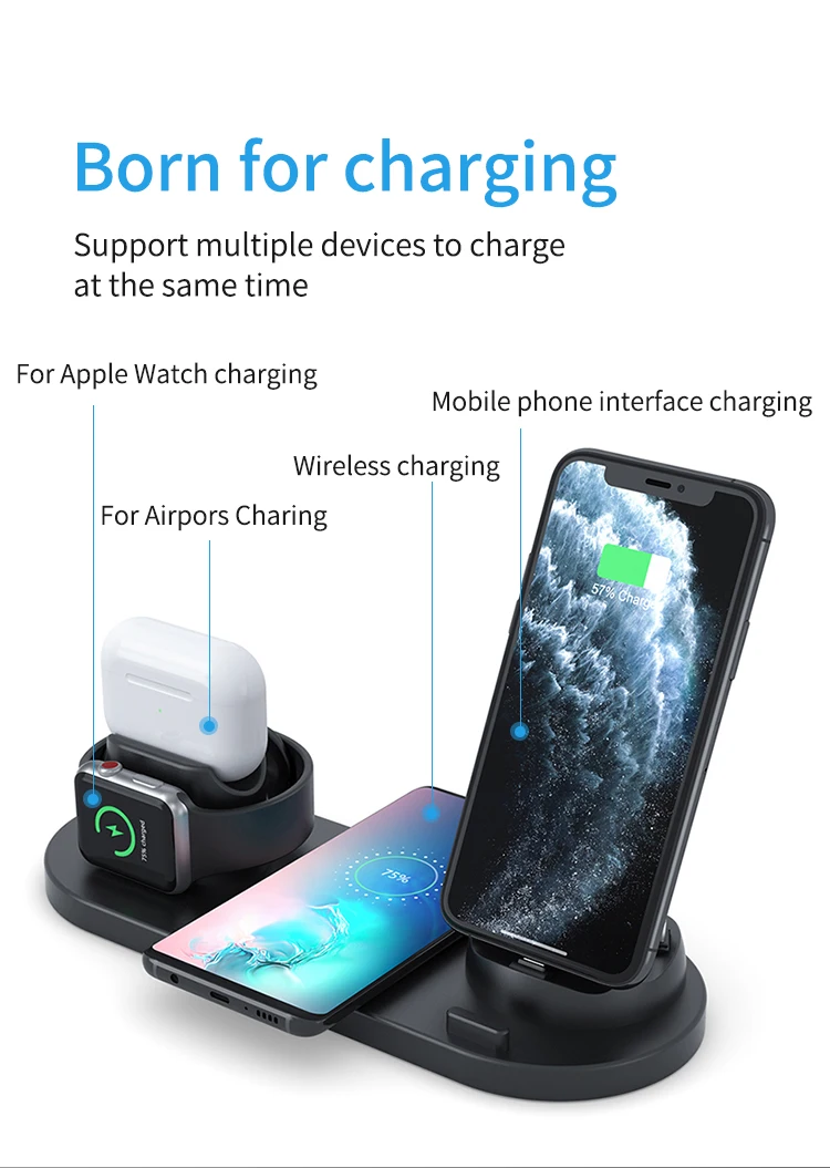 Trending 2020 3 in 1 phone wireless charger stand for Apple watch for iphone,charging dock station for airpods/for airpods pro