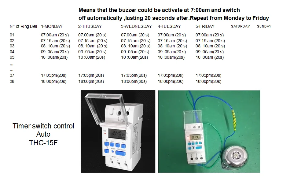 Automatic Bell Switch Thc F Vac Seconds Timer Switch Daily