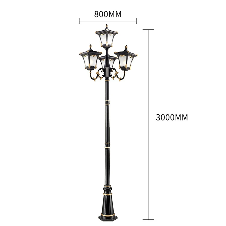 Factory antique lantern top multi-holder high pole light street yard garden post lamp