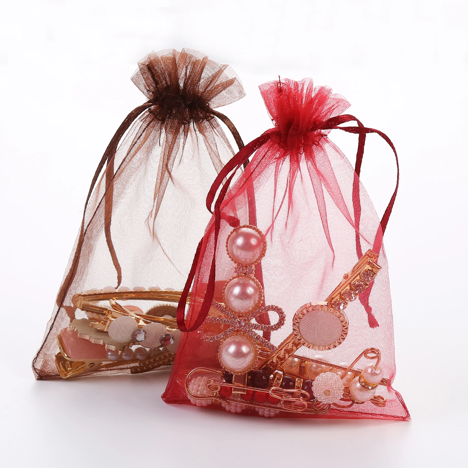 Custom Mesh Organza Pouch Jewelry Bags Small Drawstring Gift Bags