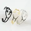 Fashion Gold Concise Human Face Bangle Abstract Outline Face Cuff Bangles