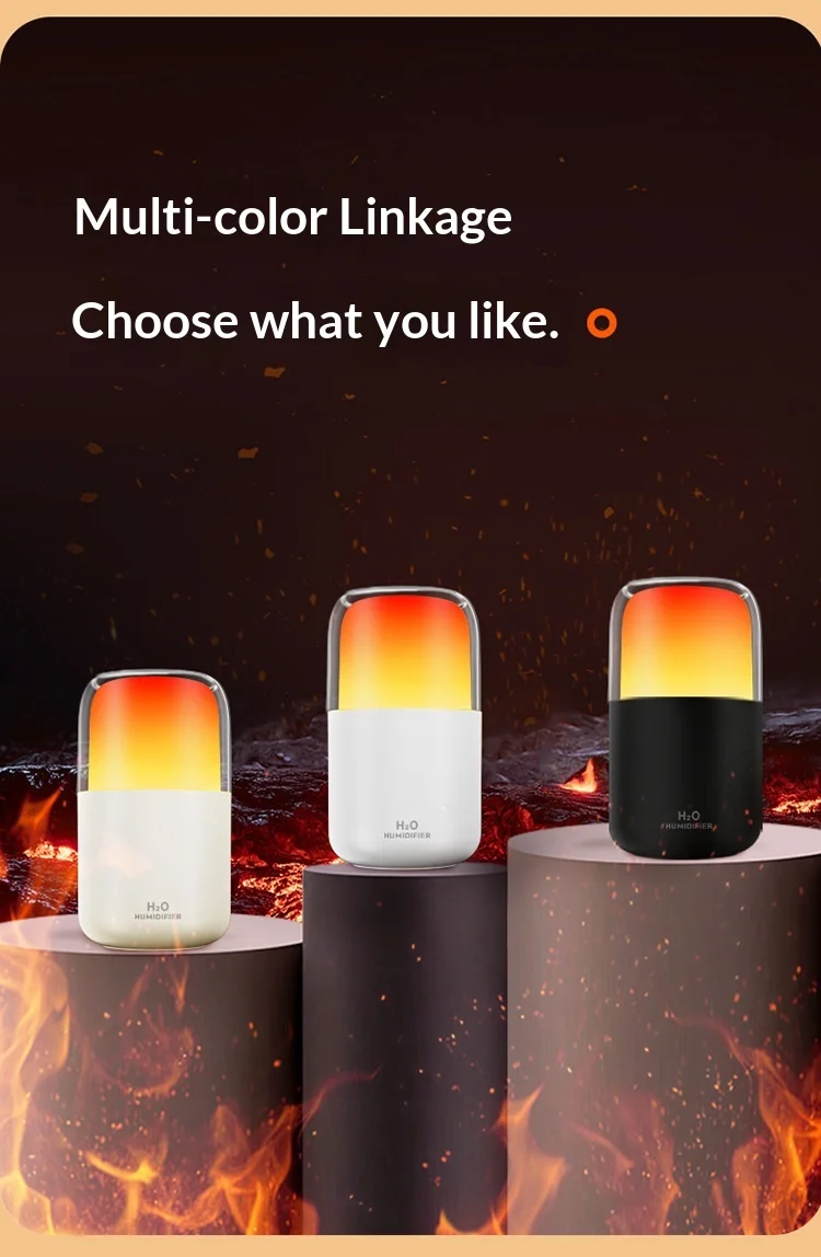 New Smart Simulation Flame Aroma Diffuser USB Mini Ultrasonic Plastic Home Desktop Fragrance Machine Flame Humidifier Ambient