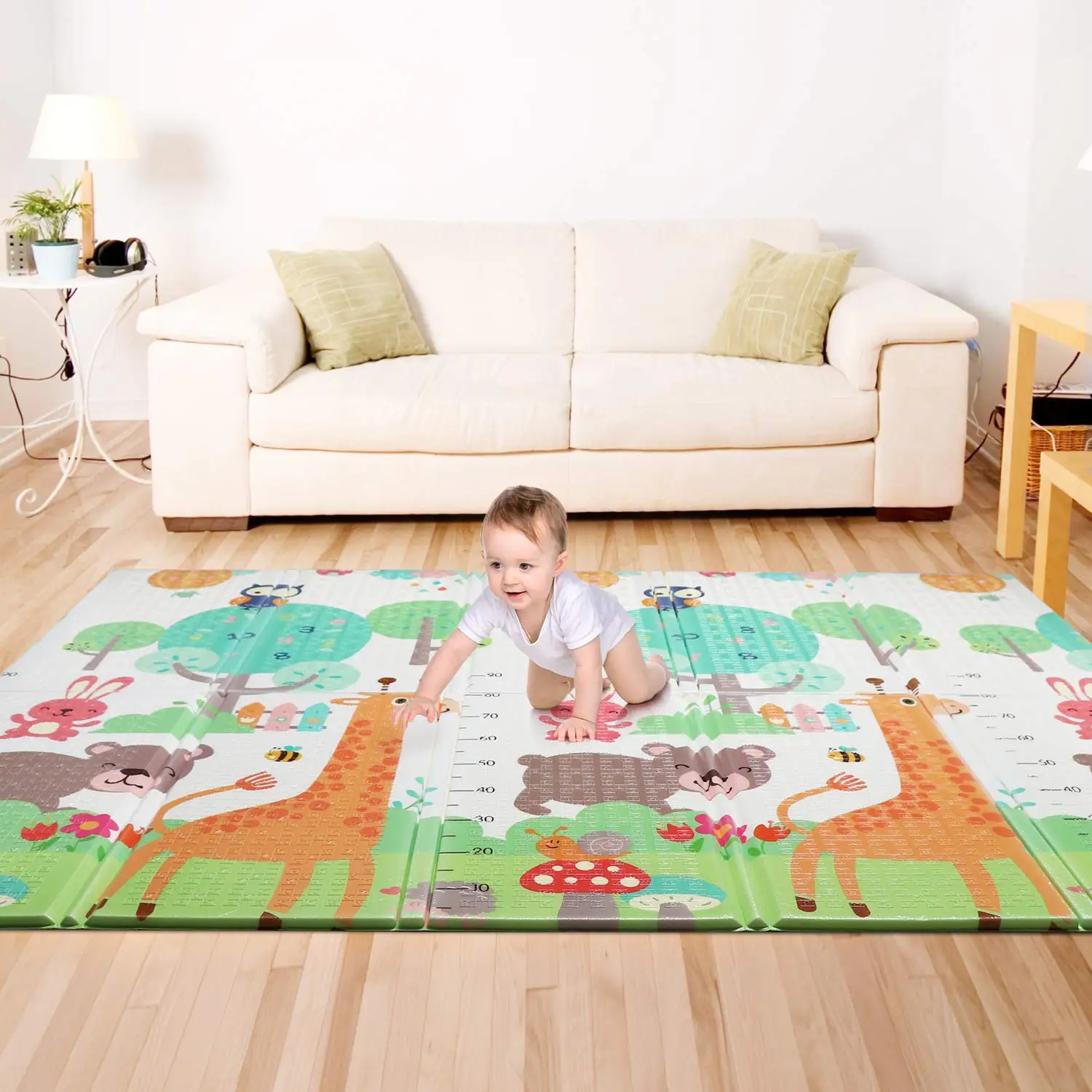 Reversible Extra Large Soft Baby Crawling Mat Infant Double-Sided Non-Slip Waterproof XPE Foam Floor Mat for Kids 78x70x0.4 Foldable Baby Play Mats Toddler 