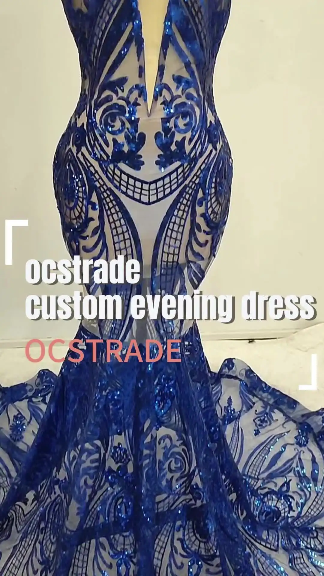 Ocstrade Abito Da Sera Full Royal Blue Sequin Bling Dresses