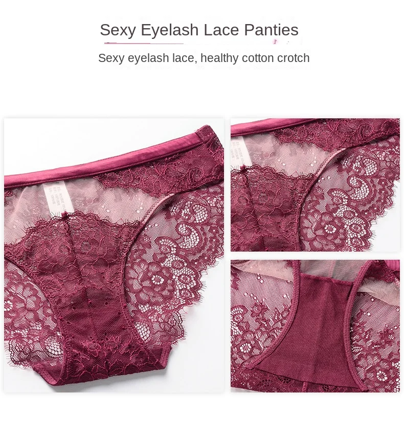 New Sexy French Style Lace Underwear for Women Thin Triangle Cup Push-up Bra Set with Bikini Panties Floral Pattern
