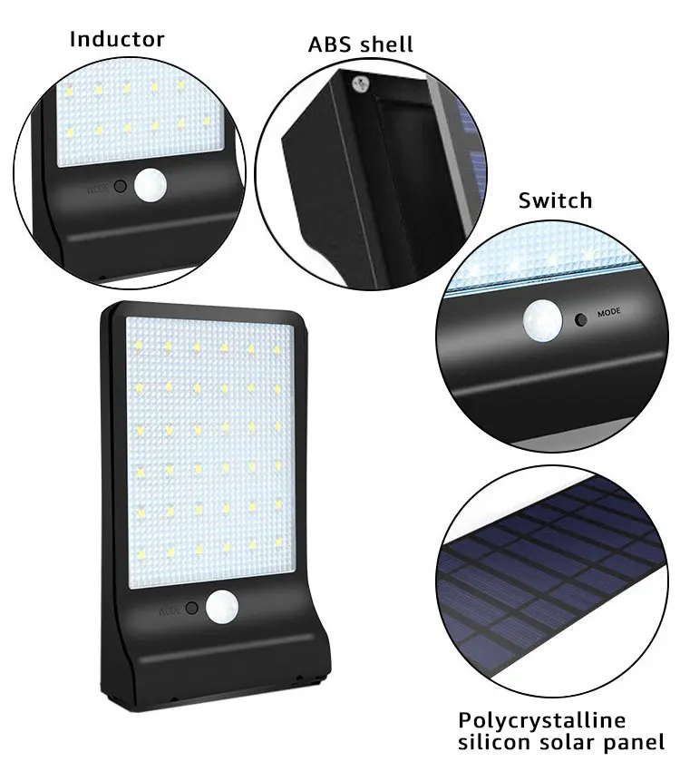 Outdoor Ip65 Waterproof Solar Powered Motion Sensor Fancy Wall Light Solar Garden Lights