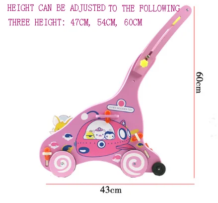 wooden baby hand trolley,Multifunctional wooden baby walking trolley toy