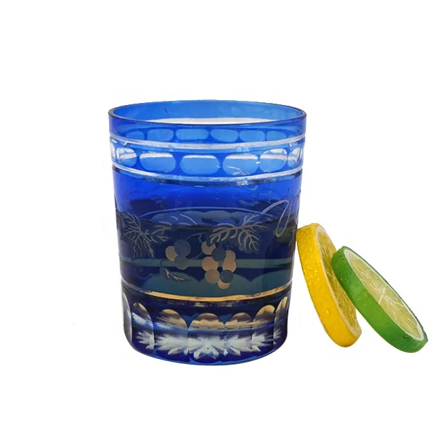 Luxury Design Engraved Cobalt Blue Glass Tumblers For Drinking Buy