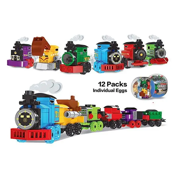 12 Packs Mini Building Blocks Trains Set Educational Toys For Kids