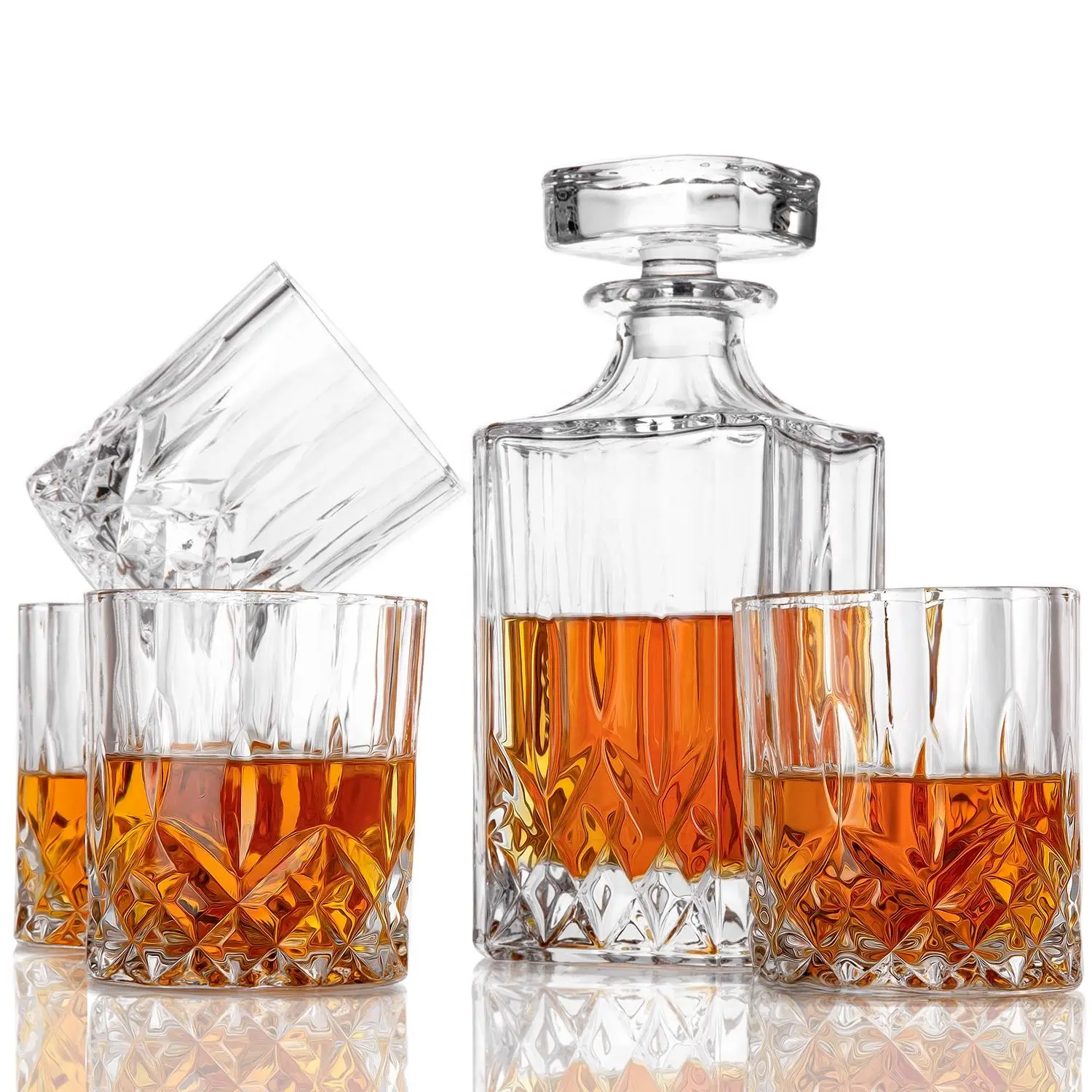 High Quality Crystal Glass Whiskey Decanter With 4 Glasses Whiskey ...