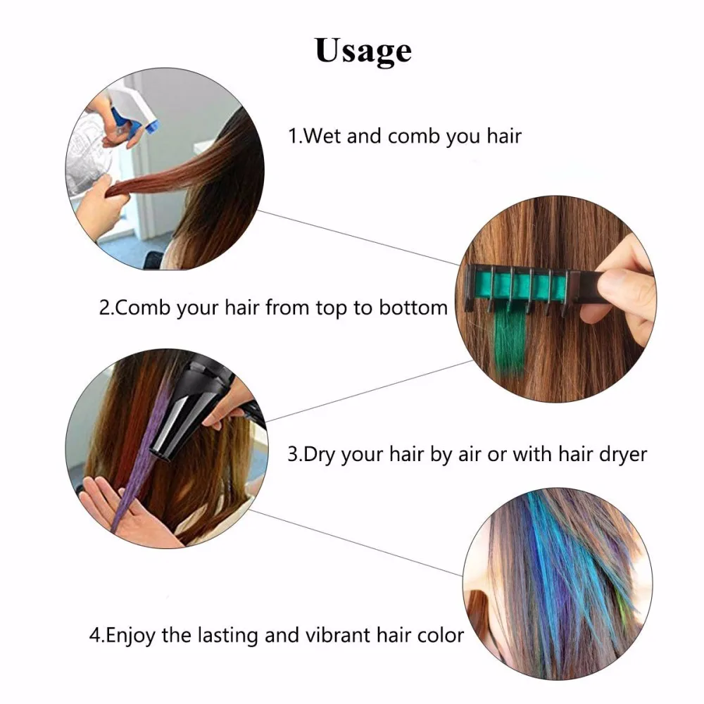 Fashion Design Crayons Hair Color Mascara Dye Hair Color Chalk With