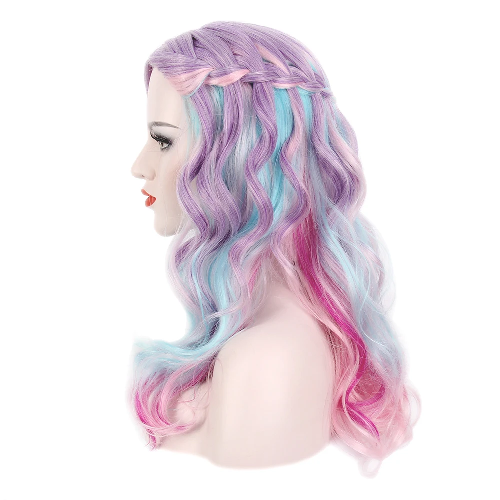 Wholesale Halloween Colorful Synthetic Hair Latest Wig Long Curly Braid