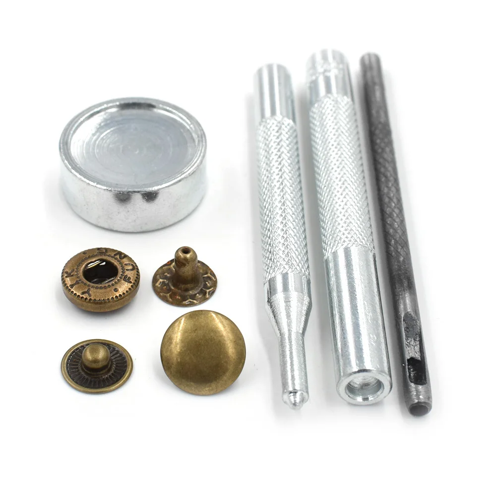 100 Sets/box Metal Jacket Buttons Snaps Tool Snapfastener Leather