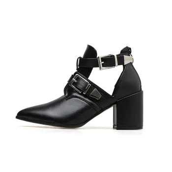 pointed toe block heel ankle boots