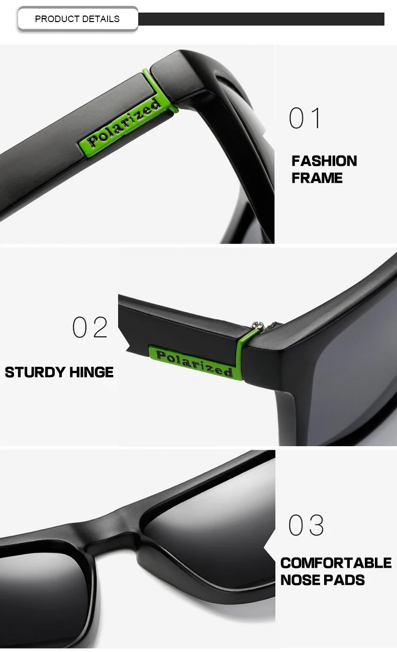 Cheap Designer Glasses Authentic Printed Square Polarized Sunglasses Men