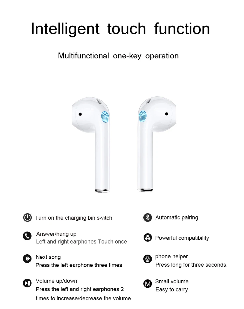 Perfect sound i12 noise cancelling headset touch control earphone for smart phone - ANKUX.COM