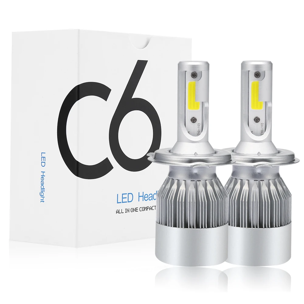 C6 Car LED headlight bulbs H1 H3 H7 H8 H9 H10 H11 9005 9006 H13 H4 72W 16000lm COB Auto DRL fog lamps LED headlights