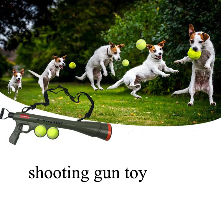 Dog Tennis Ball Launching Gun Pet Training Toy Flying Discs Remote