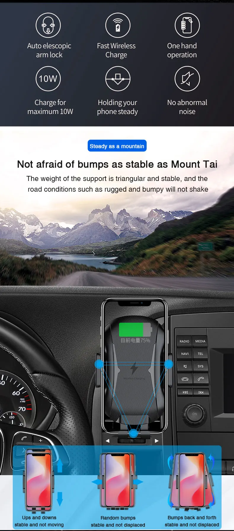 Original Quality Wireless Car Charger Holder Fast Charging Phone Holder Mount In Car  Wireless Car Charger Phone Holder