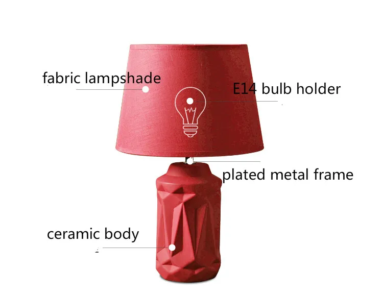 Bedroom Creative Simple Modern Ceramic Red Warm Dimmable LED Table Night Lamp