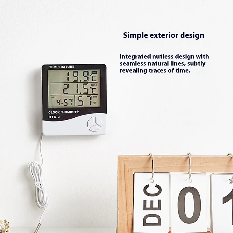 HTC-2 Creative Home Dual Temperature Display Alarm Clock Indoor Outdoor ...
