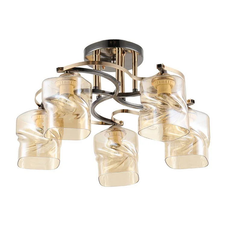 Modern luxury industrial kids room glass 5 lights ceiling pendant light