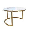 European style modern white marble golden stainless steel leg coffee table side table