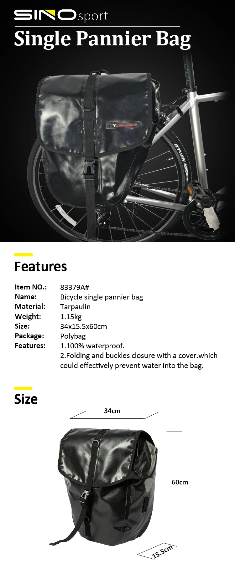 Vandtæt pvc cykeltaske til bagagebærer_voghion.com