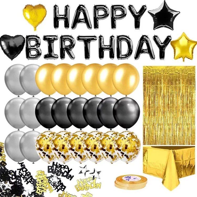 Happy Birthdays Theme Party Set Decoration Rose Gold Happy Birthdays Balloon ,Banner set