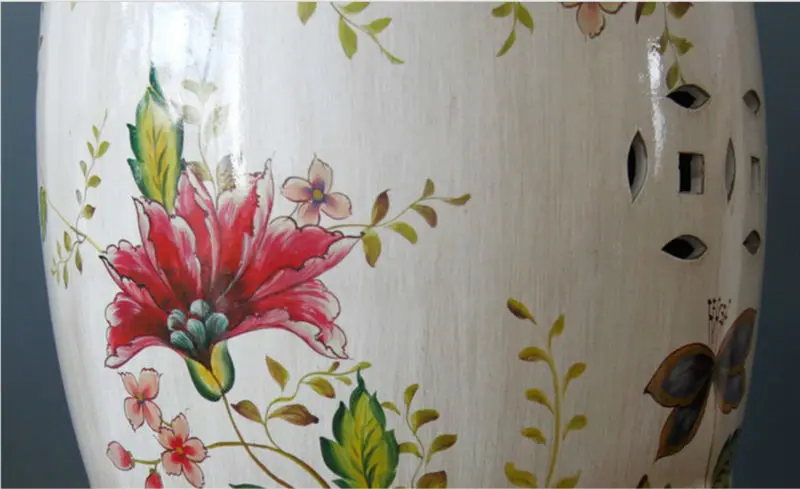 Hermoso Blanco Chino Cerámica Porcelana Flor Taburete Asiento - Buy