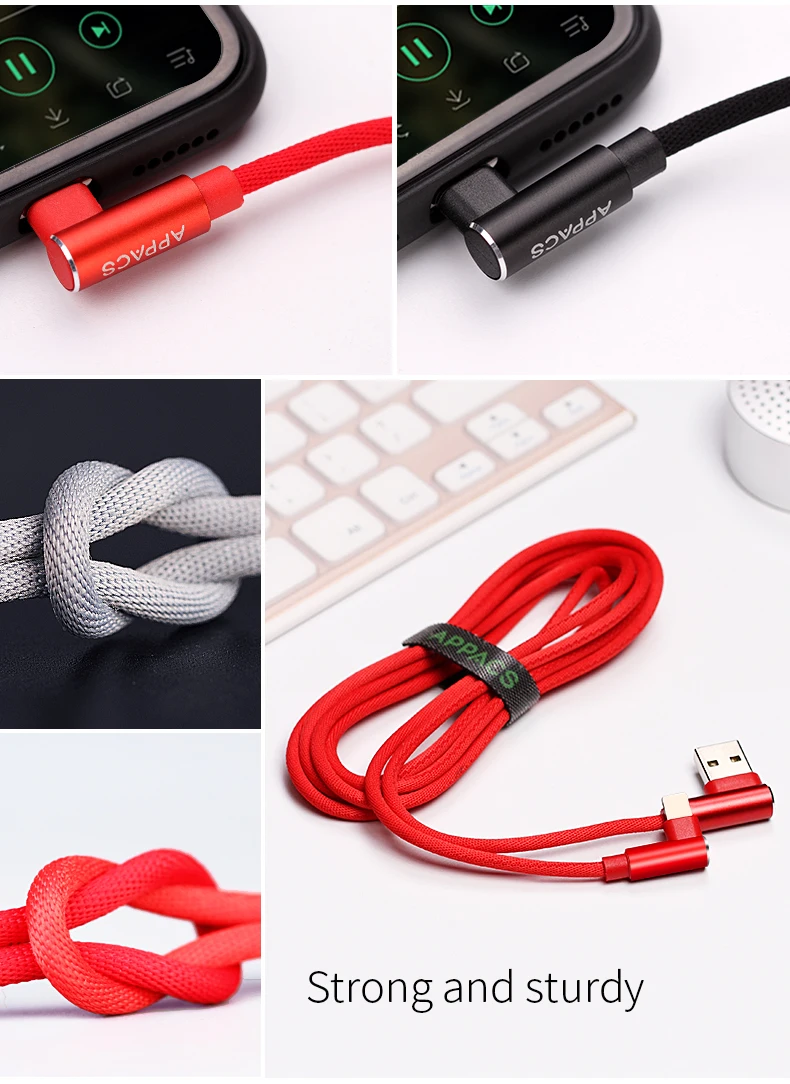 2m 6.6ft Right Angle Type C USB 2.0 Cable High Quality Nylon Braid Type C Cable Wholesale Fast Data Charger 90 Degree Cable