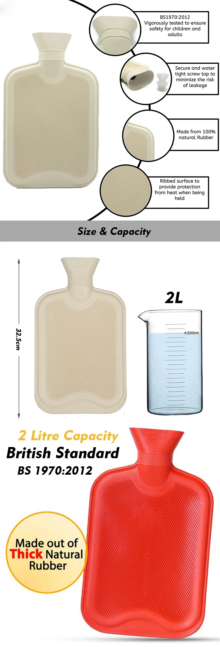 new design factory wholesale rubber hot water bag 2 liter hot water bottle custom knitted covers for sample