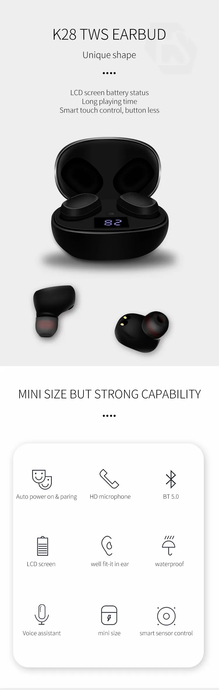 Newest K28 Tws Amazon Top Seller 2019 Wireless Earphone Headphones K28 Tws - ANKUX.COM