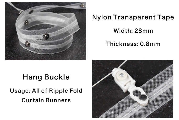 Transparent Nylon Wave Pleat Curtain Pleat Tape 1inch Width - Buy ...