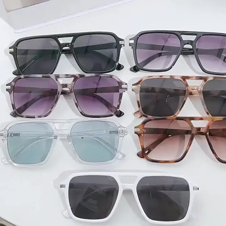 Classic Retro Double Beam Big Square Pilot Sunglasses for  display picture 2