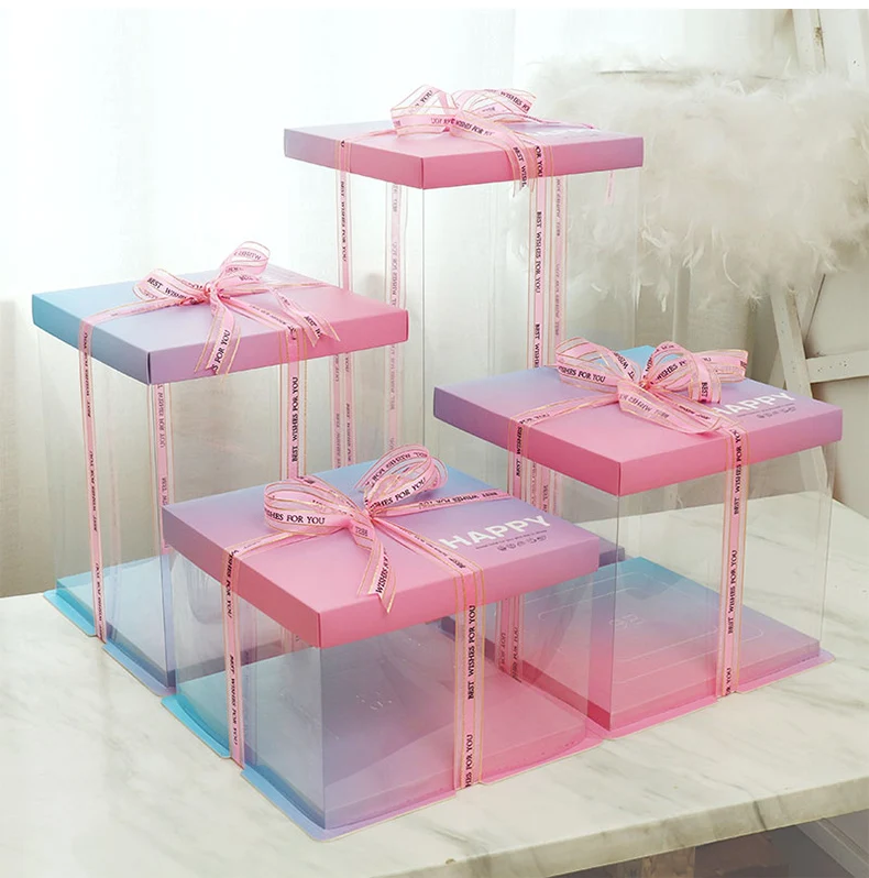 Clear Acrylic Pastry With See Through Lid Cake Box Packaging ...