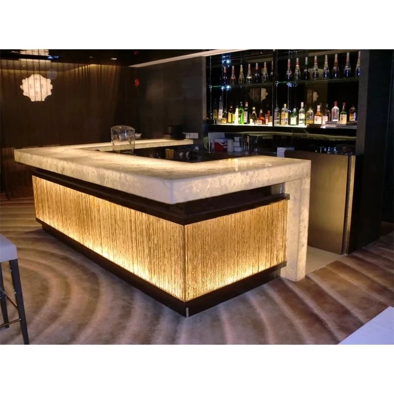 Customized Commercial  Solid Surface Modern LED BAR Counter Design for restaurant/nightclub