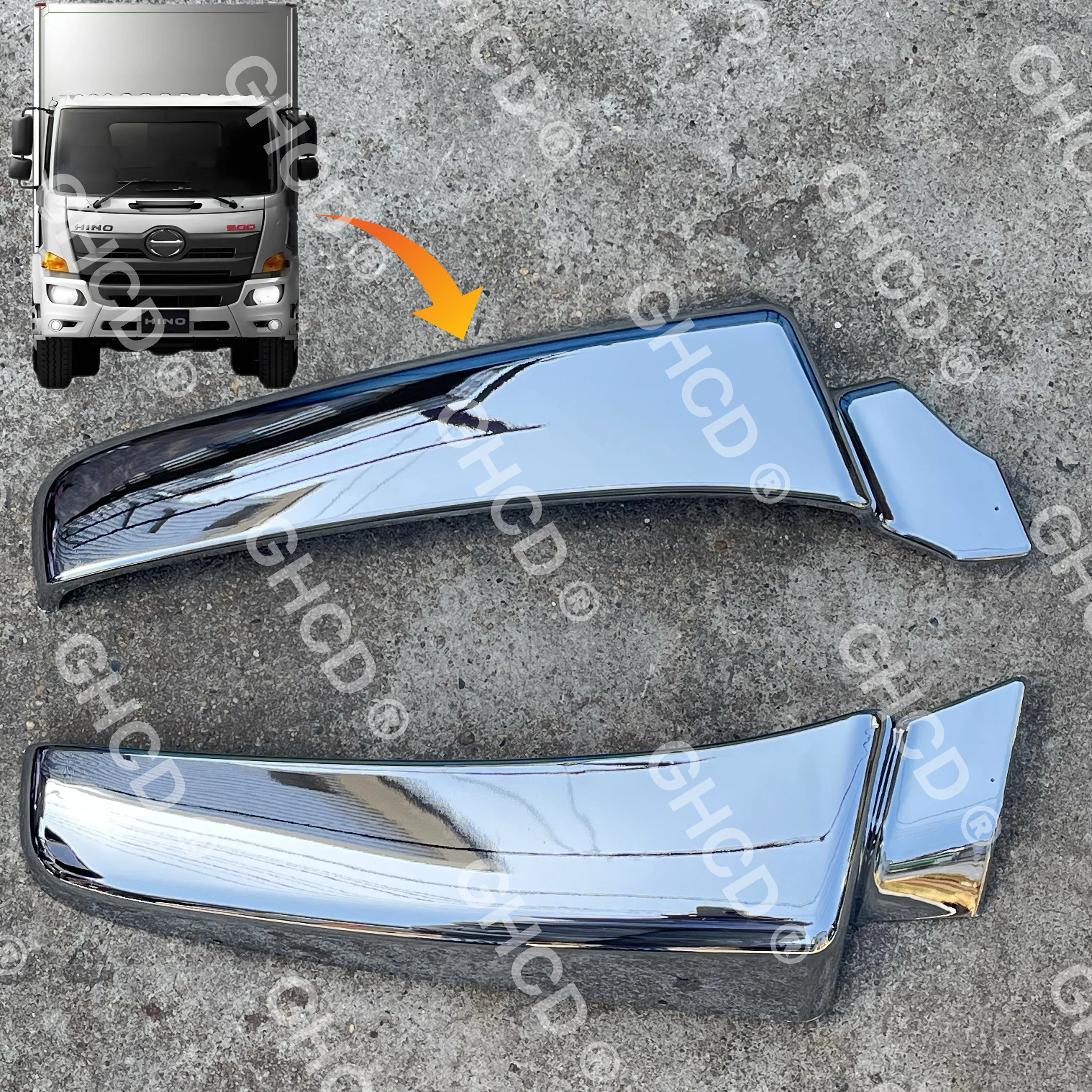 GHCD HOT PRODUCT/HIGH QUALITY CHROME-PLATED MUDGUARD GARNISH for JAPANESE TRUCK HINO 500/MITSUBISHI/ISUZU/NISSAN details