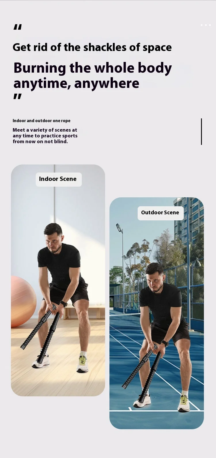 Sladdlösa stridsrep för inomhus-/utomhusträning Styrke- och muskelbyggande Sport Krigsrep