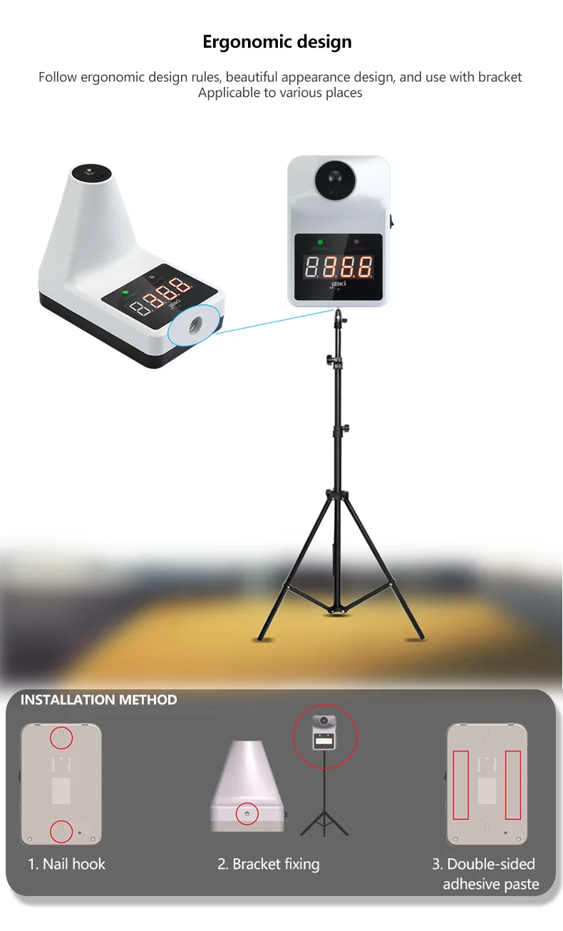 2020 Electronic automatic LCD digital temperature forehead wall mounted thermometer