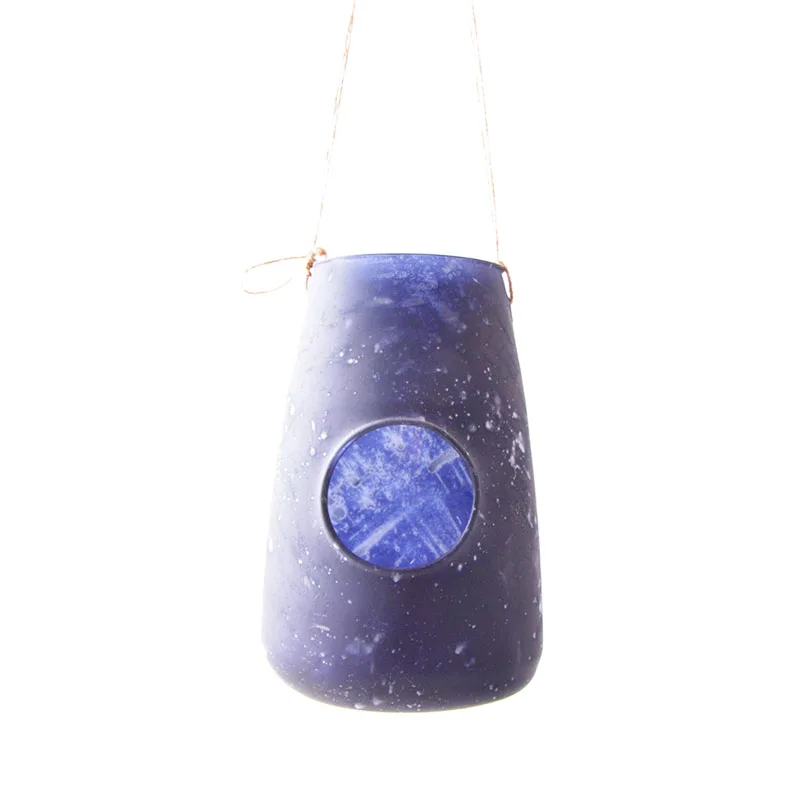 starry sky navy blue hanging  glass tealight holder