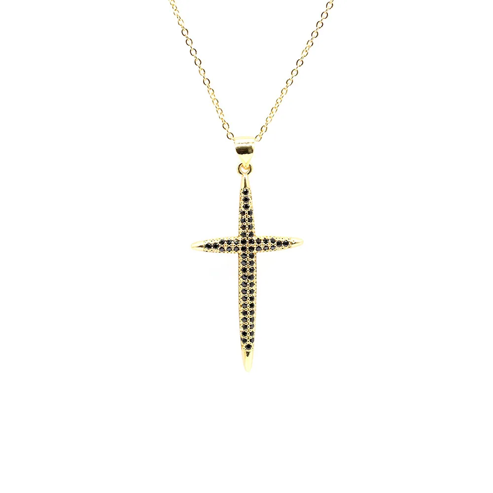 批发18k黄金水晶十字架项链首饰成人