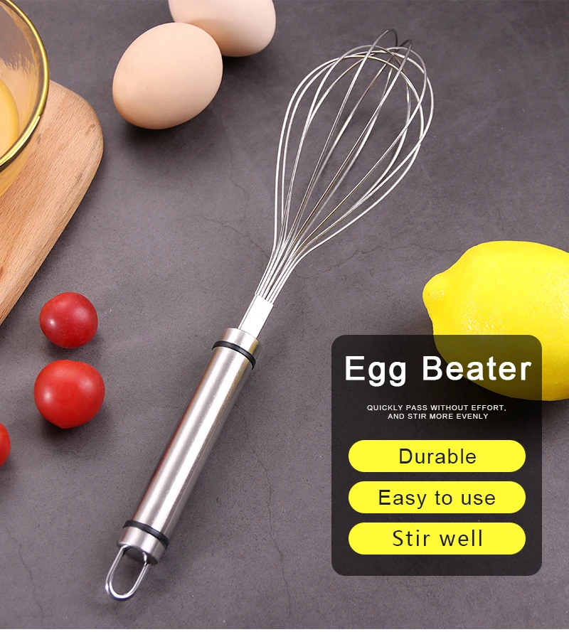 Factory Price Single Rotary Beater Kitchen Tools Hand Mixer Tool Portable Whisks Set Metal Manual Stainless Steel Egg Whisk