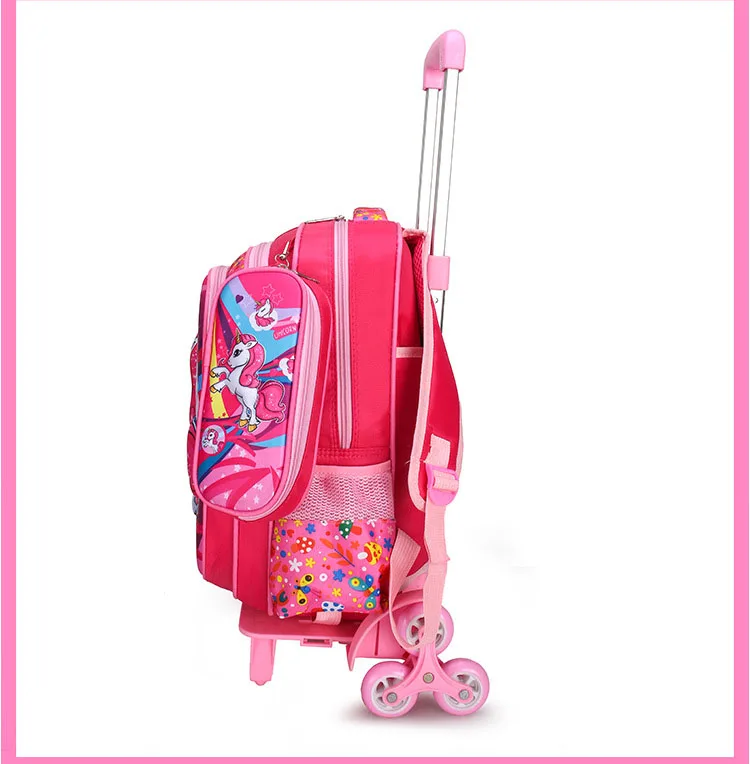Kids Trolley Wheeled Backpack Set Children Backpack With Wheels Trolley