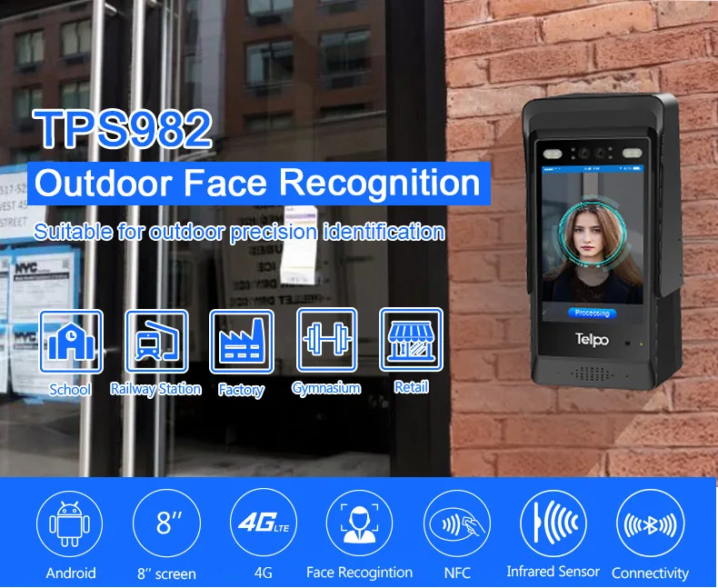 Outdoor Biometric Access Control Facial Recognition Entrance Systems