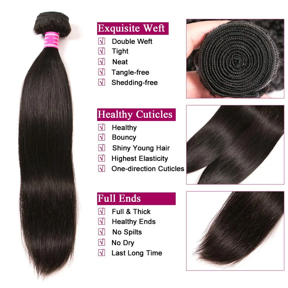 Wholesale Brazilian Hair Straight Bundles 100% Unprocessed Virgin Straight Human Hair Bundles Weave Extensions