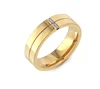 High Quality Stainless Steel Manufacturer Jewelry Flat Court With 2 Baguette Diamonds Gold Plated Wedding Ring