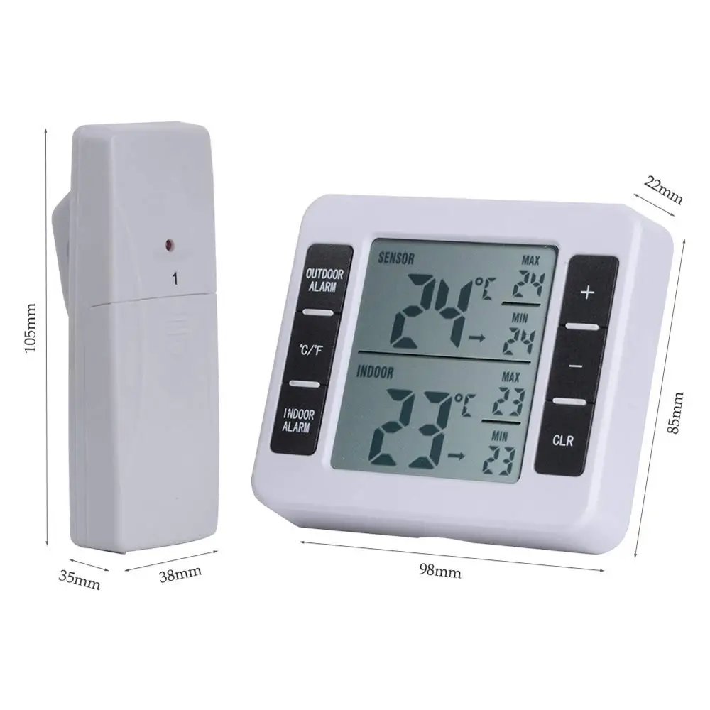 433mhz Wireless Thermometer Alarm With Remote Sensor Rf Distance 300 ...