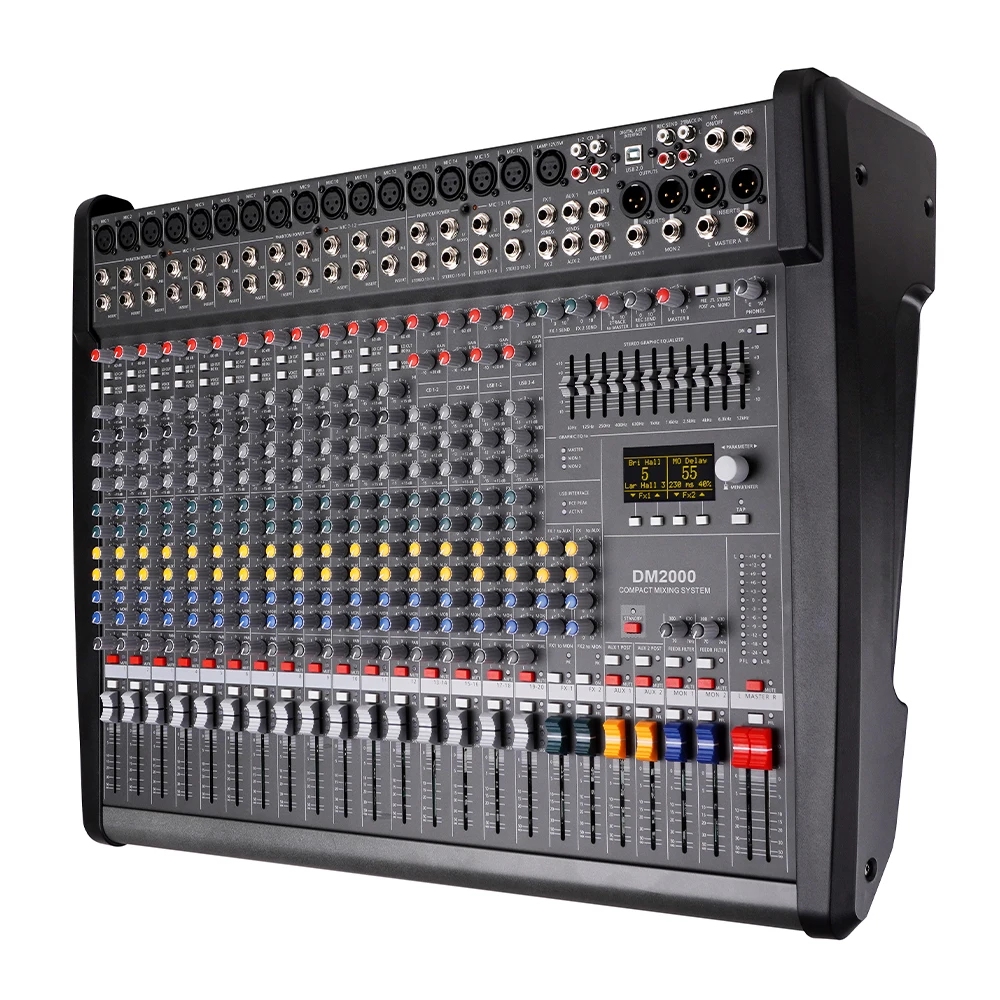 OEM DM2000 Professional Audio Mixer - 20 Channels DJ Mixing