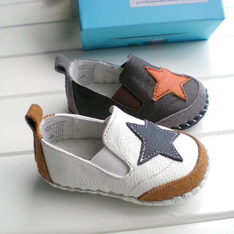 
Little Angle Star Style 100% Leather + Rubber Baby Summer Slippers 